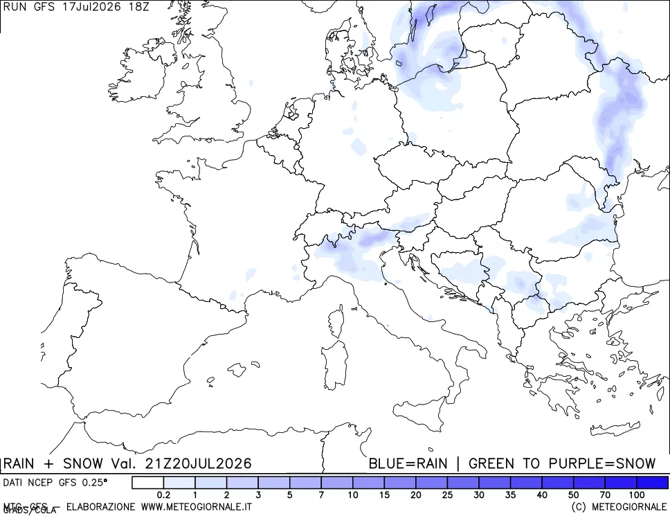 mappa Precipitazioni totali e nevose