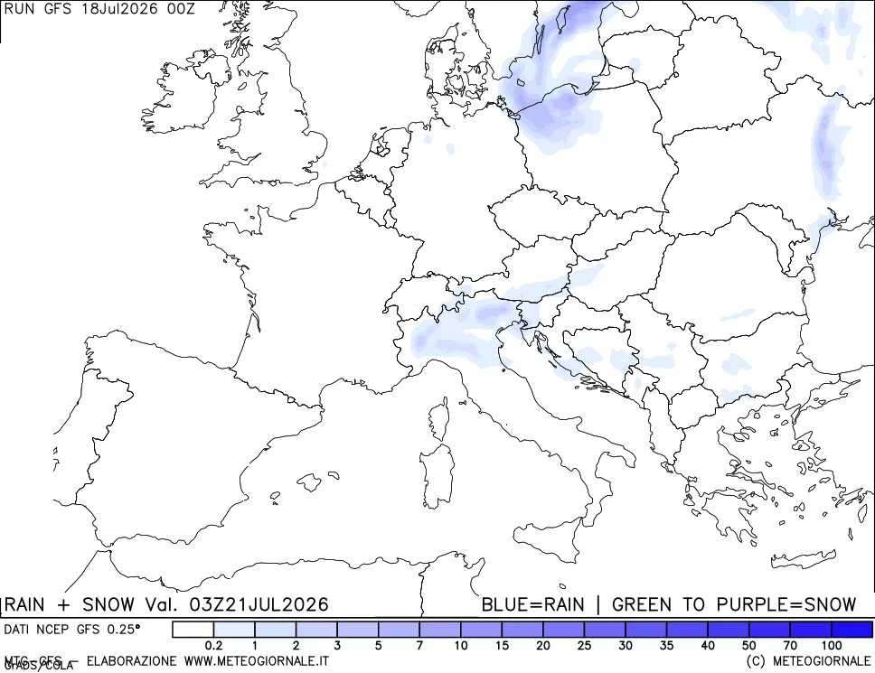 mappa Precipitazioni totali e nevose