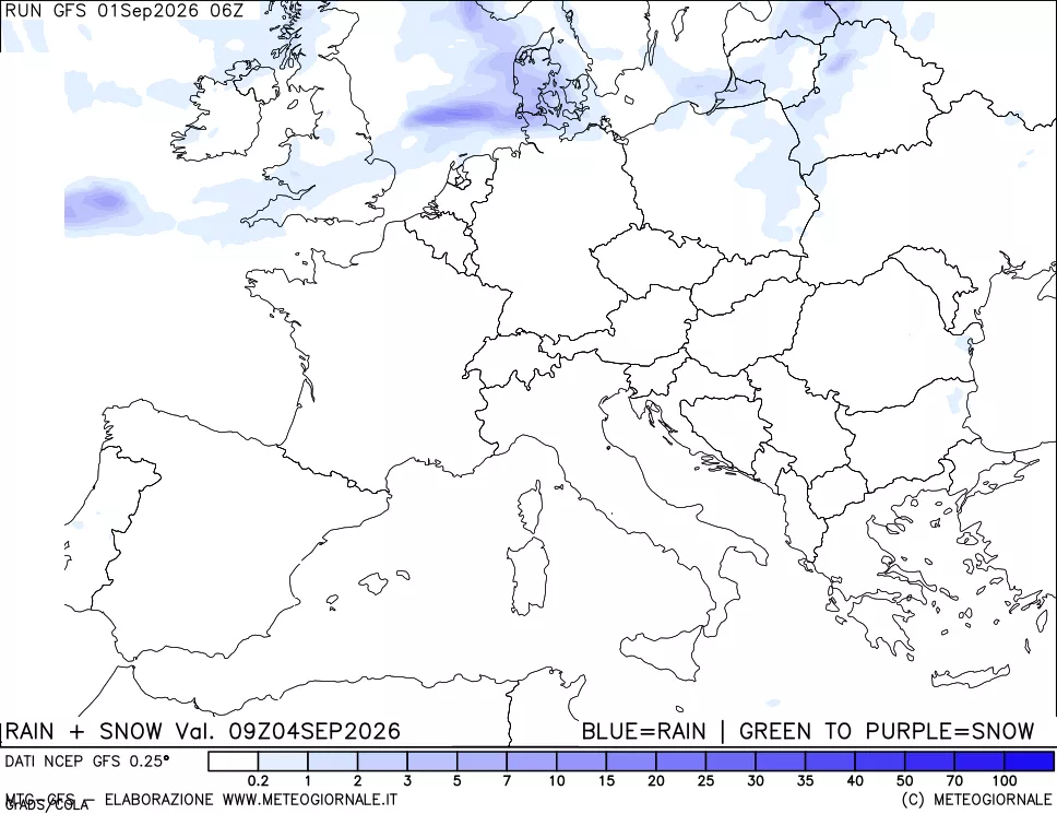 mappa Precipitazioni totali e nevose