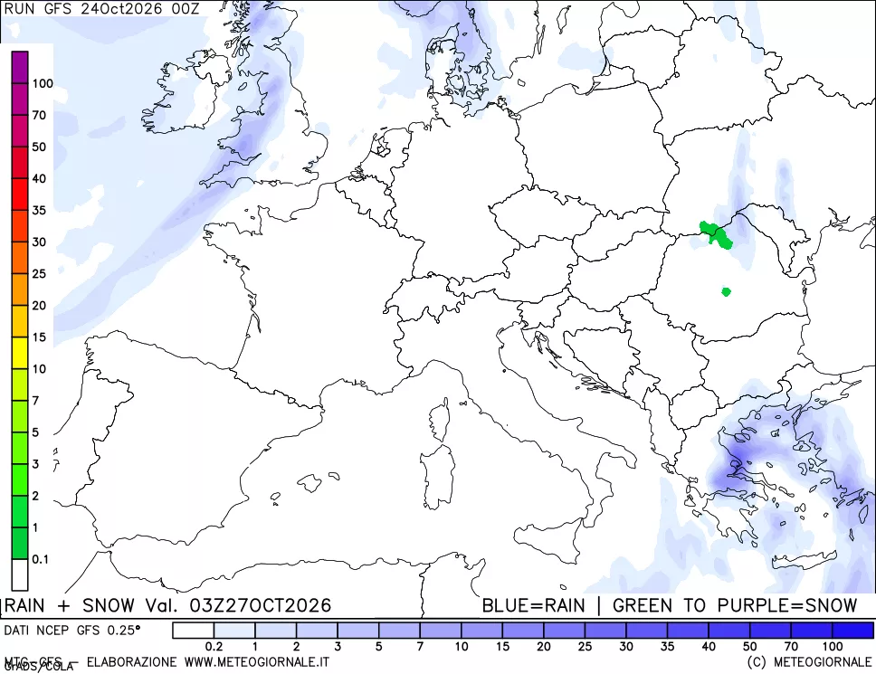 mappa Precipitazioni totali e nevose