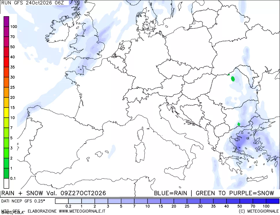 mappa Precipitazioni totali e nevose