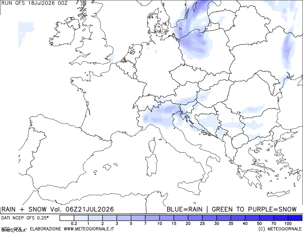 mappa Precipitazioni totali e nevose
