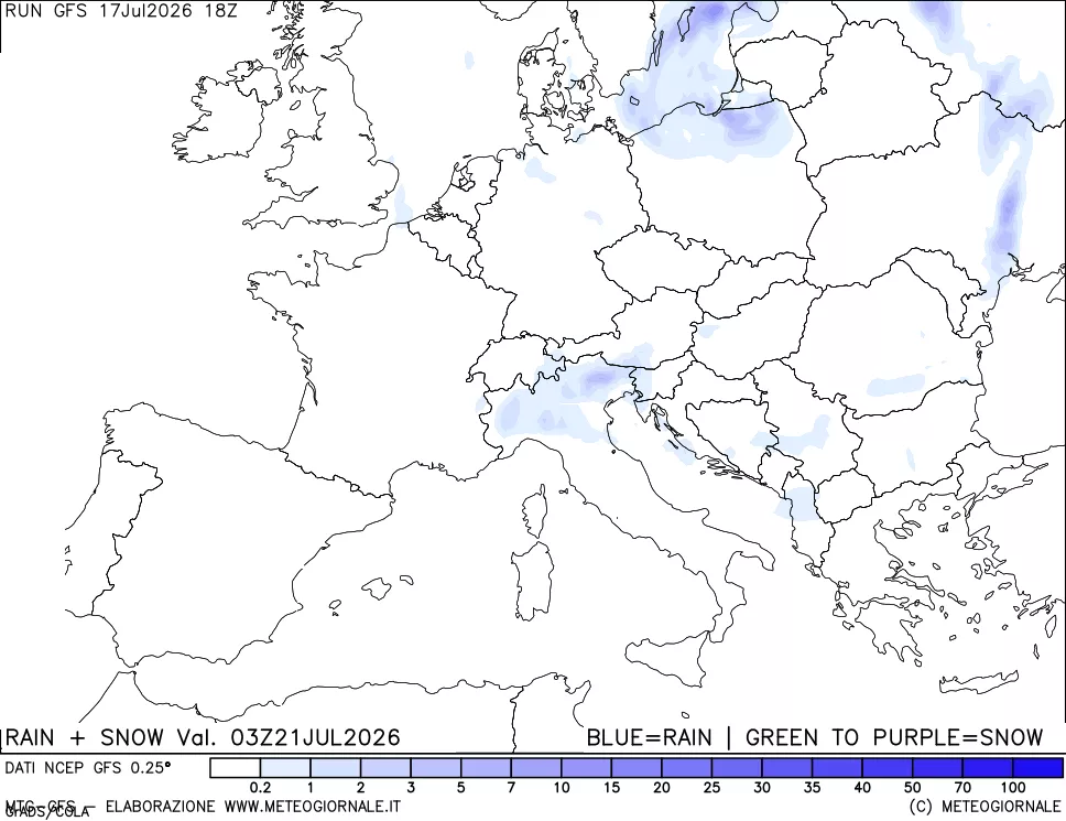mappa Precipitazioni totali e nevose