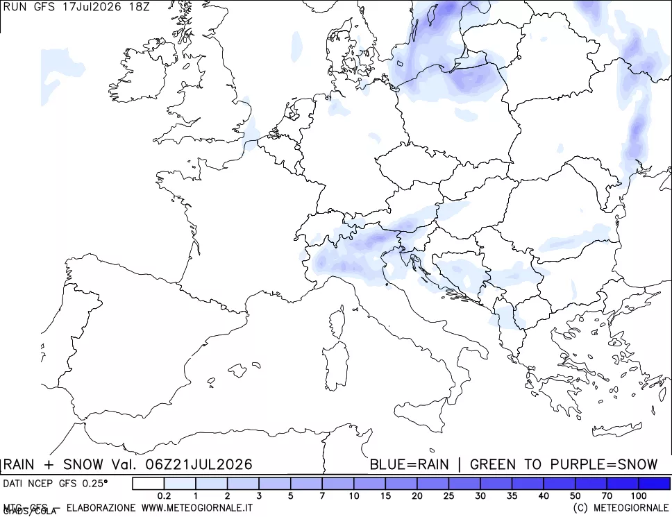 mappa Precipitazioni totali e nevose