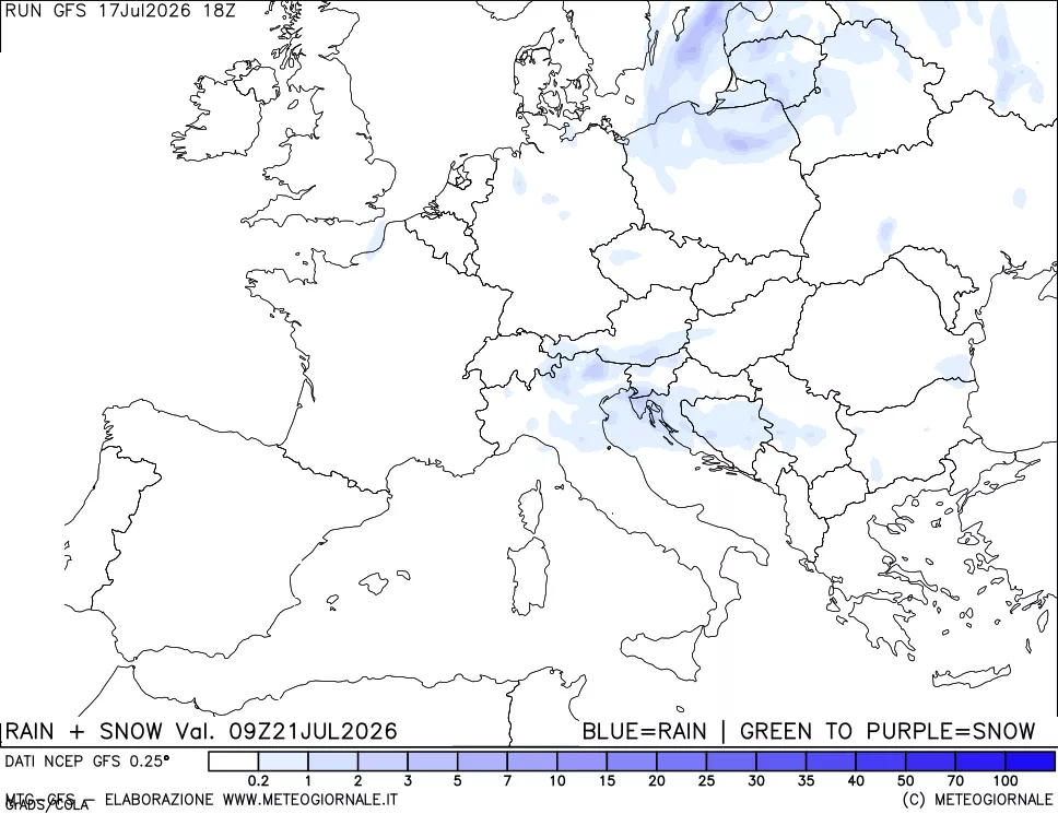 mappa Precipitazioni totali e nevose