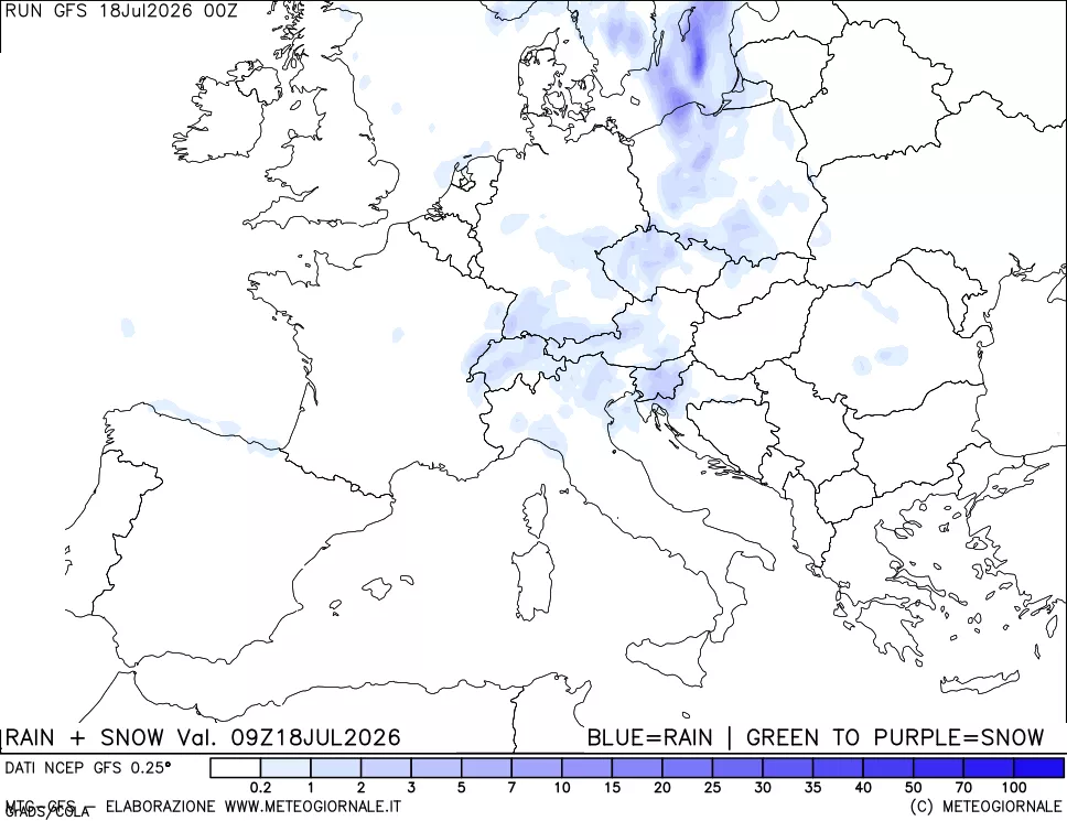 mappa Precipitazioni totali e nevose