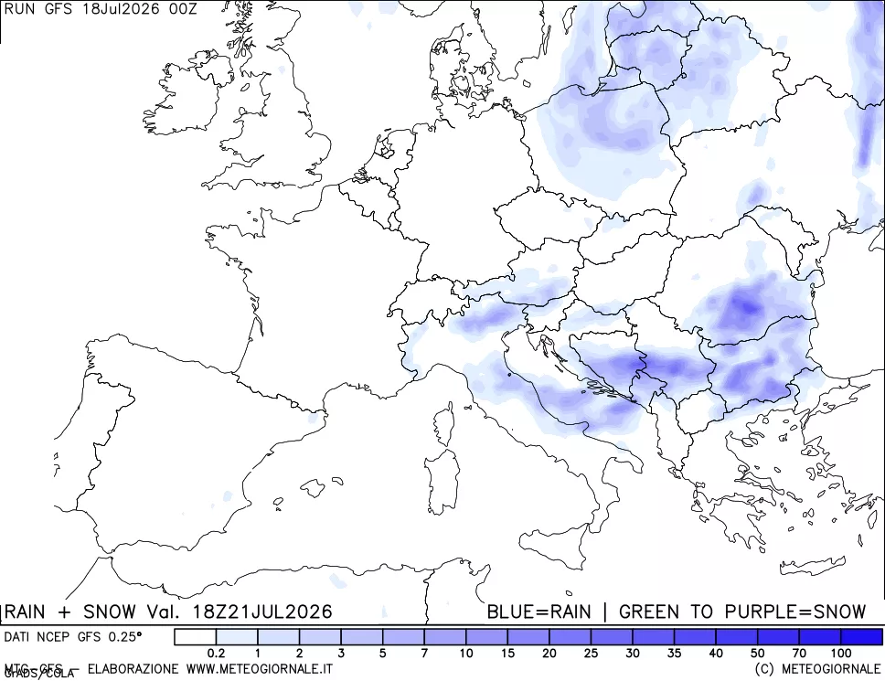mappa Precipitazioni totali e nevose