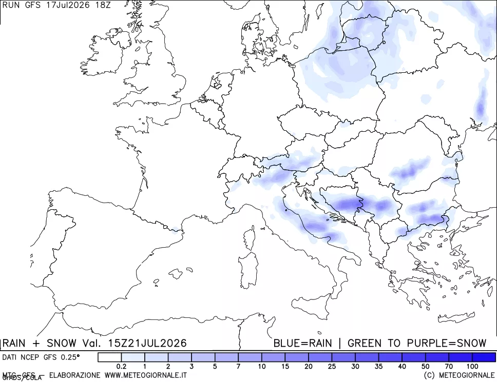 mappa Precipitazioni totali e nevose