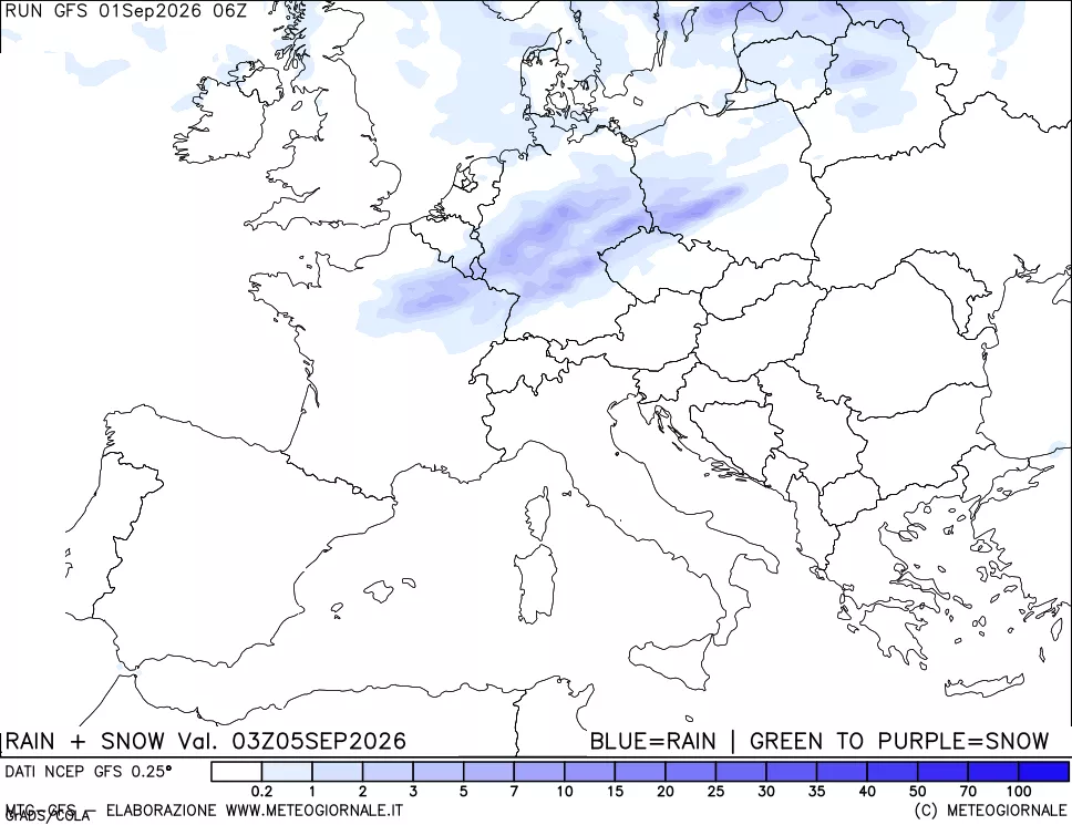 mappa Precipitazioni totali e nevose