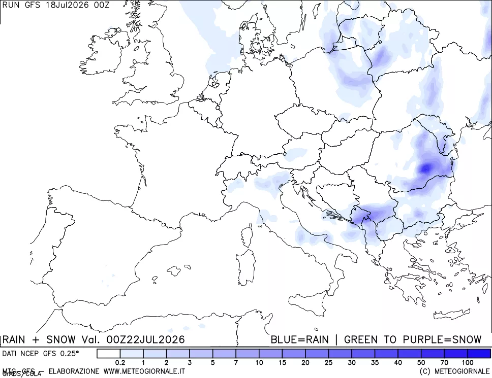 mappa Precipitazioni totali e nevose