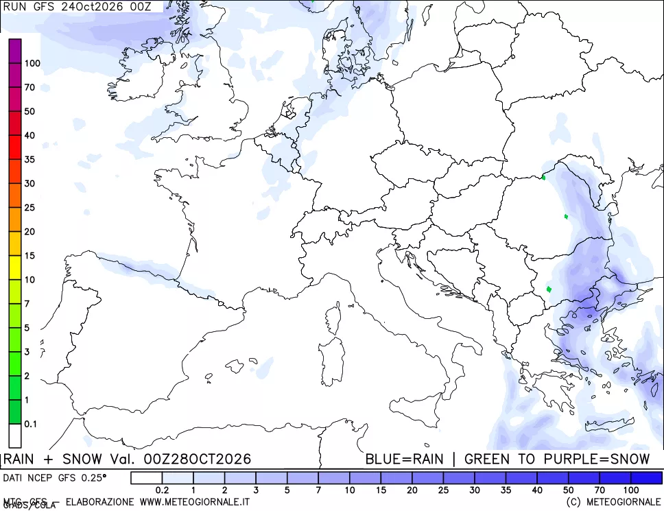 mappa Precipitazioni totali e nevose