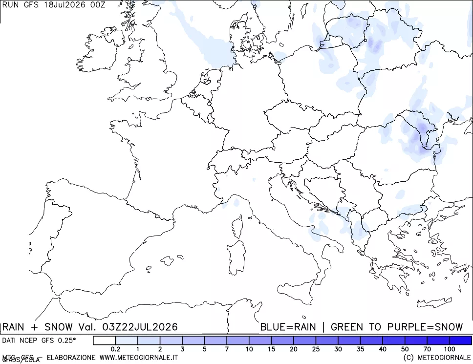 mappa Precipitazioni totali e nevose