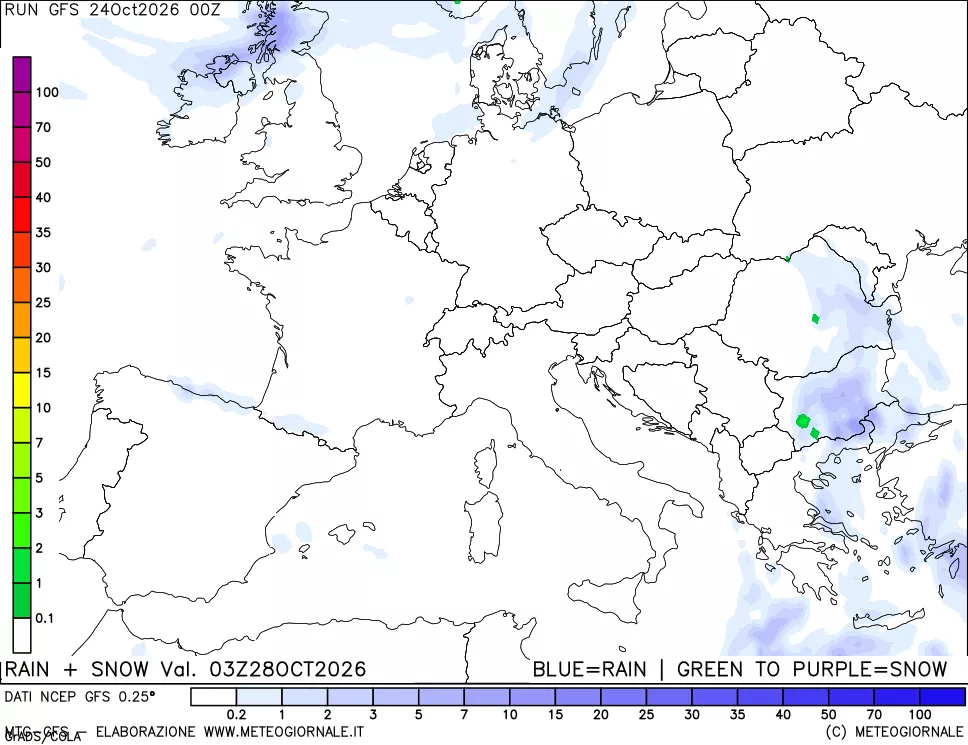mappa Precipitazioni totali e nevose