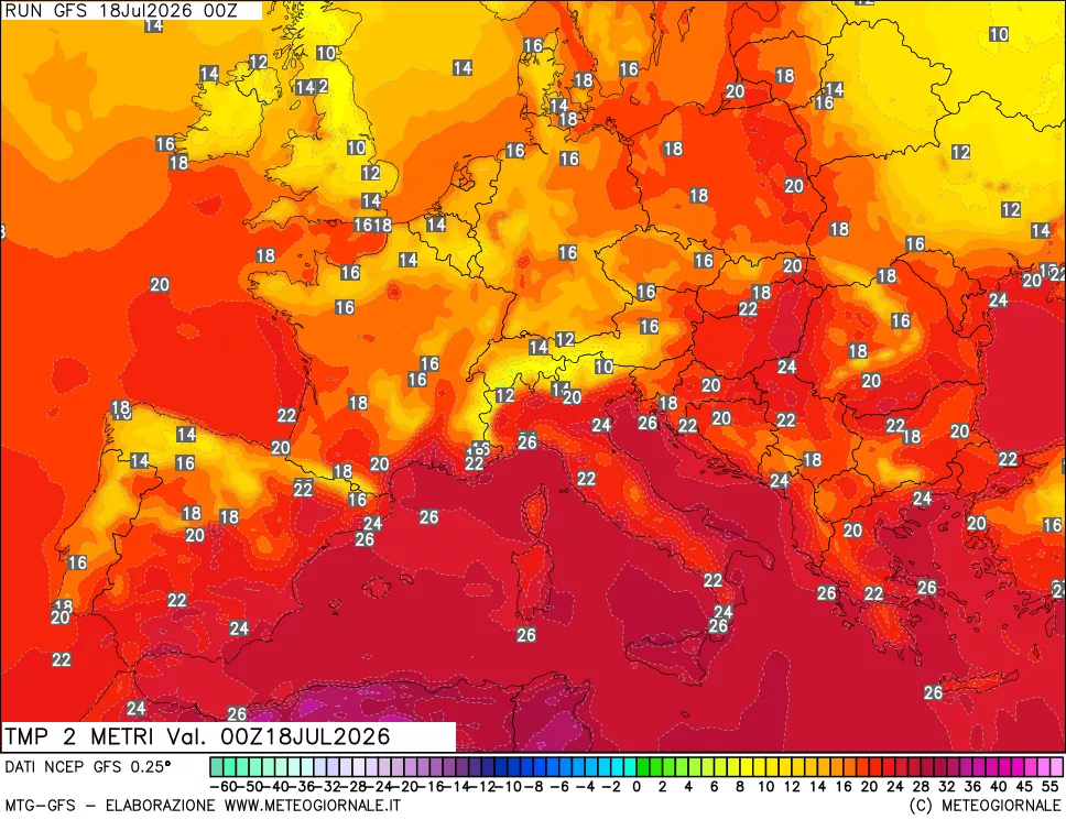 mappa Temp 2 metri