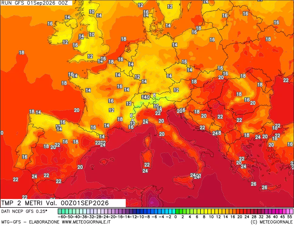 mappa Temp 2 metri