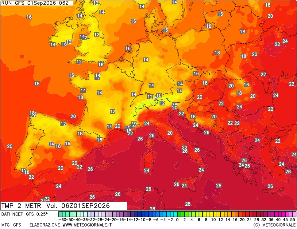 mappa Temp 2 metri