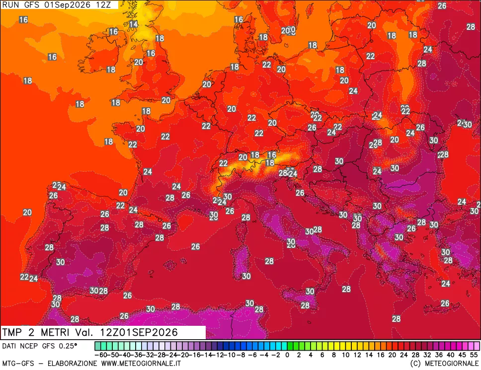 mappa Temp 2 metri