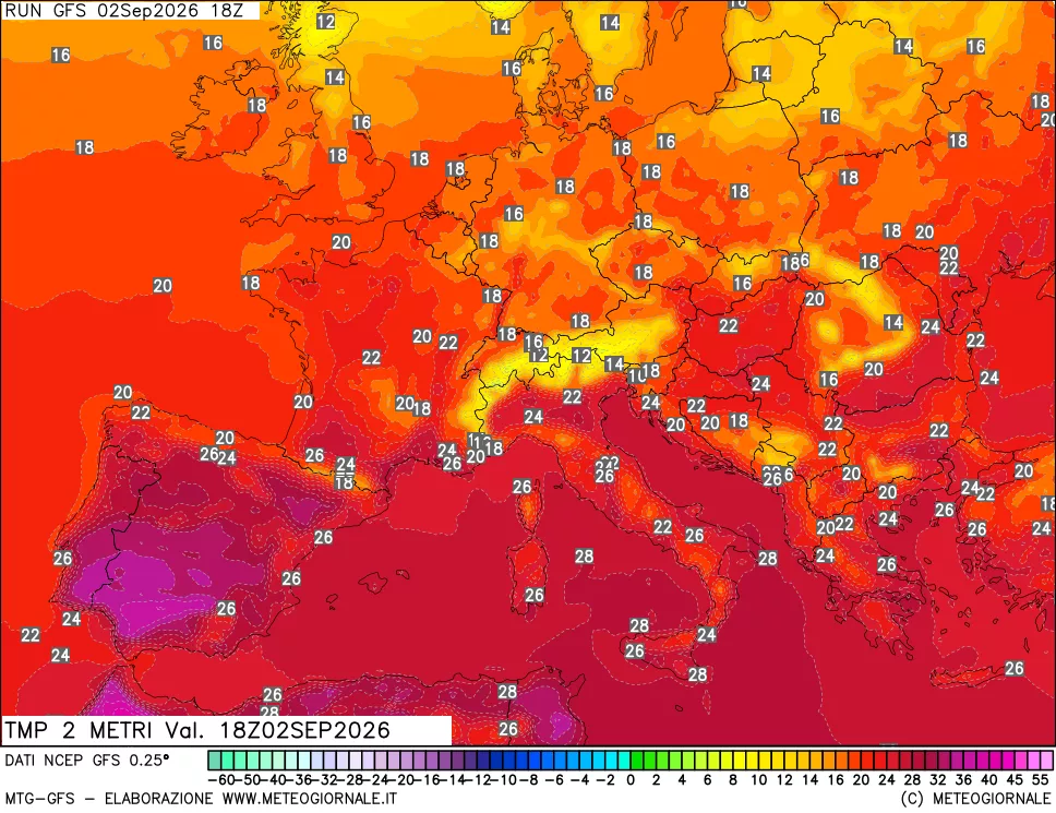 mappa Temp 2 metri