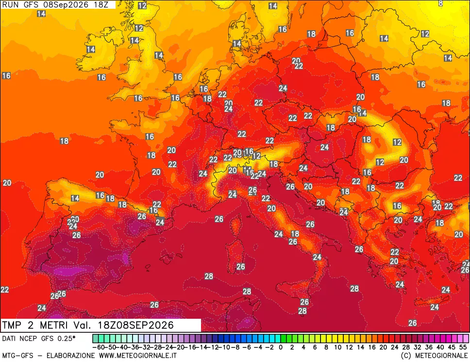 mappa Temp 2 metri