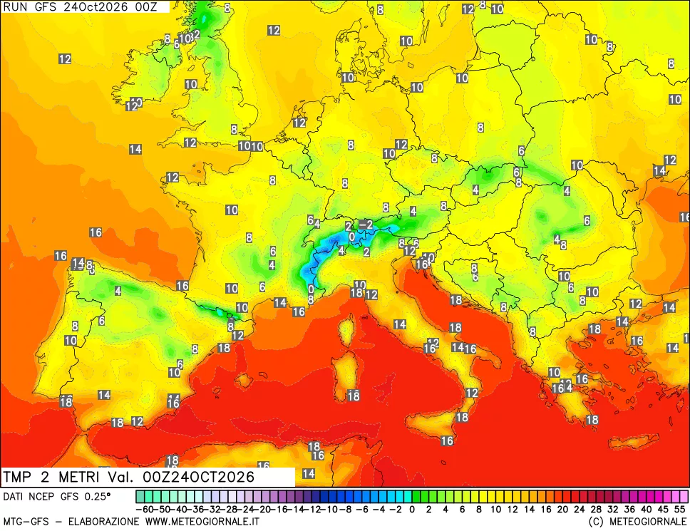 mappa Temp 2 metri