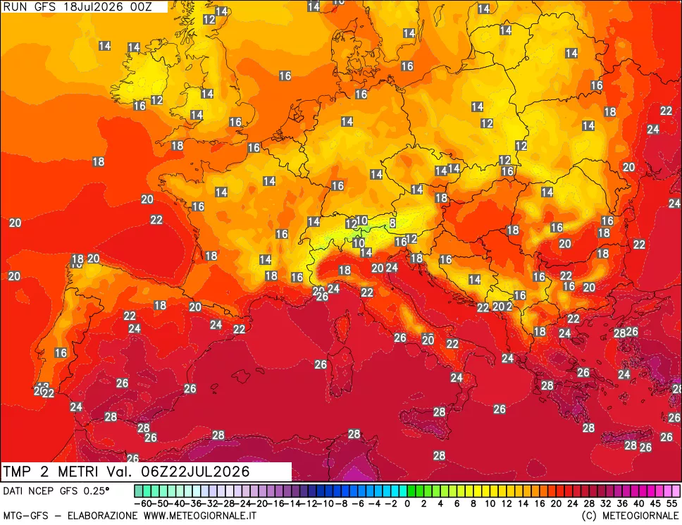 mappa Temp 2 metri