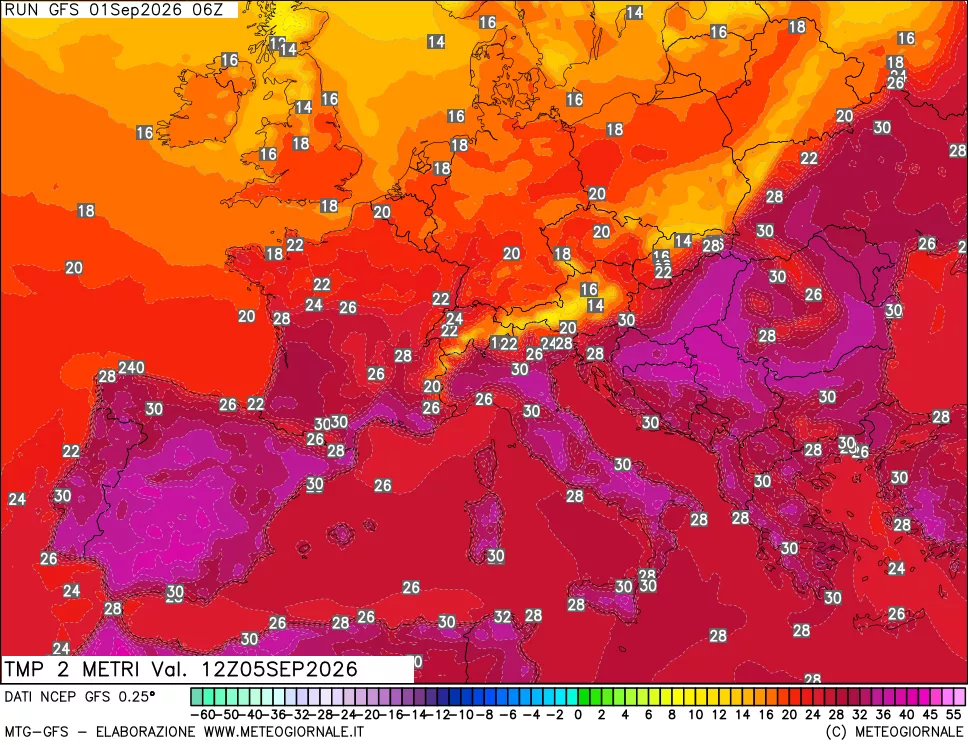 mappa Temp 2 metri
