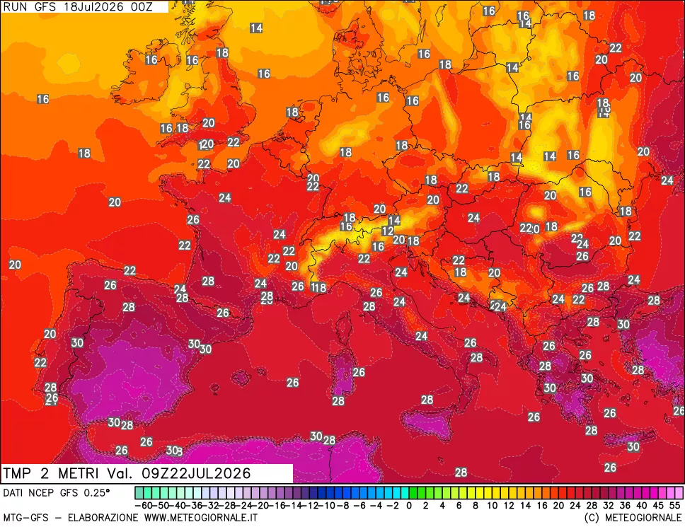 mappa Temp 2 metri