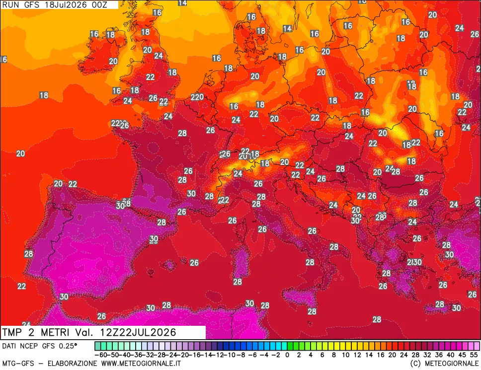 mappa Temp 2 metri