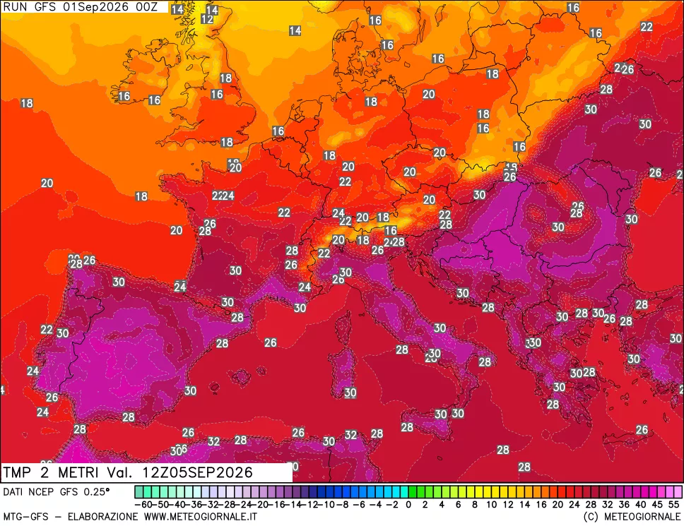 mappa Temp 2 metri