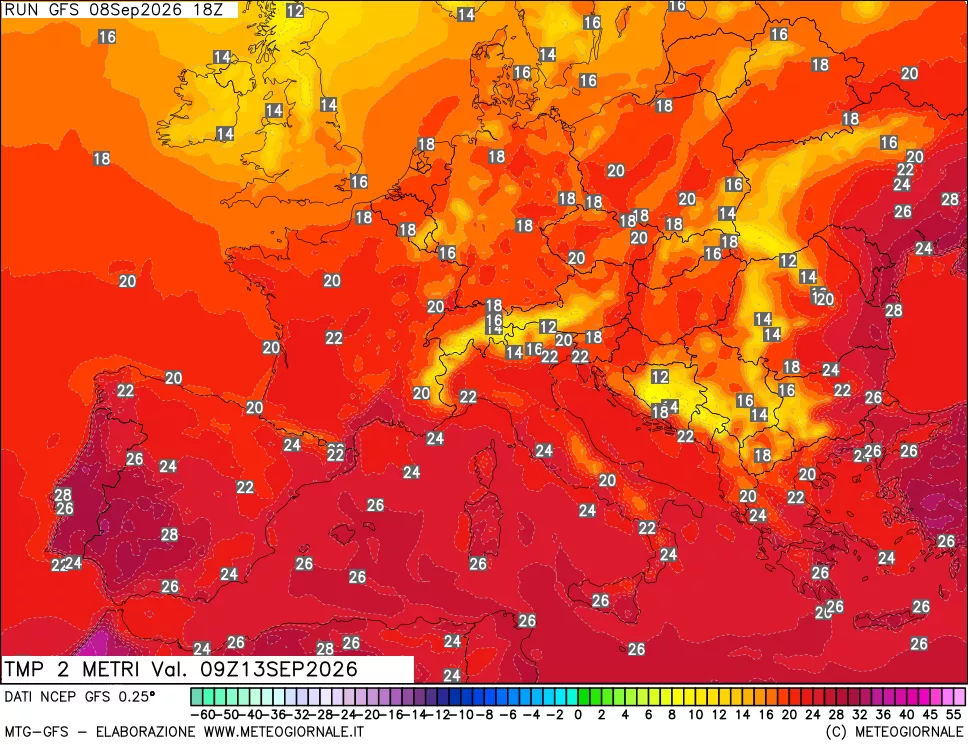 mappa Temp 2 metri