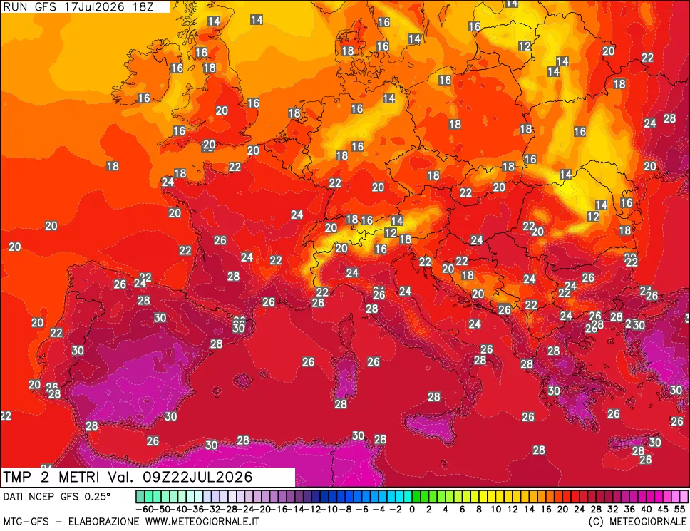 mappa Temp 2 metri