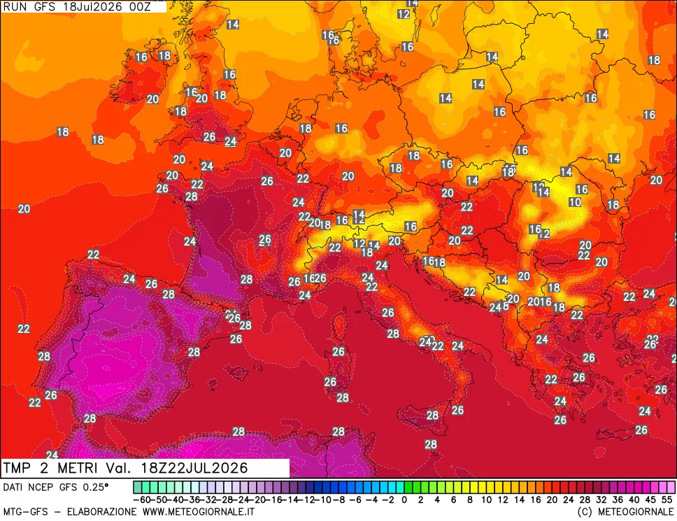 mappa Temp 2 metri