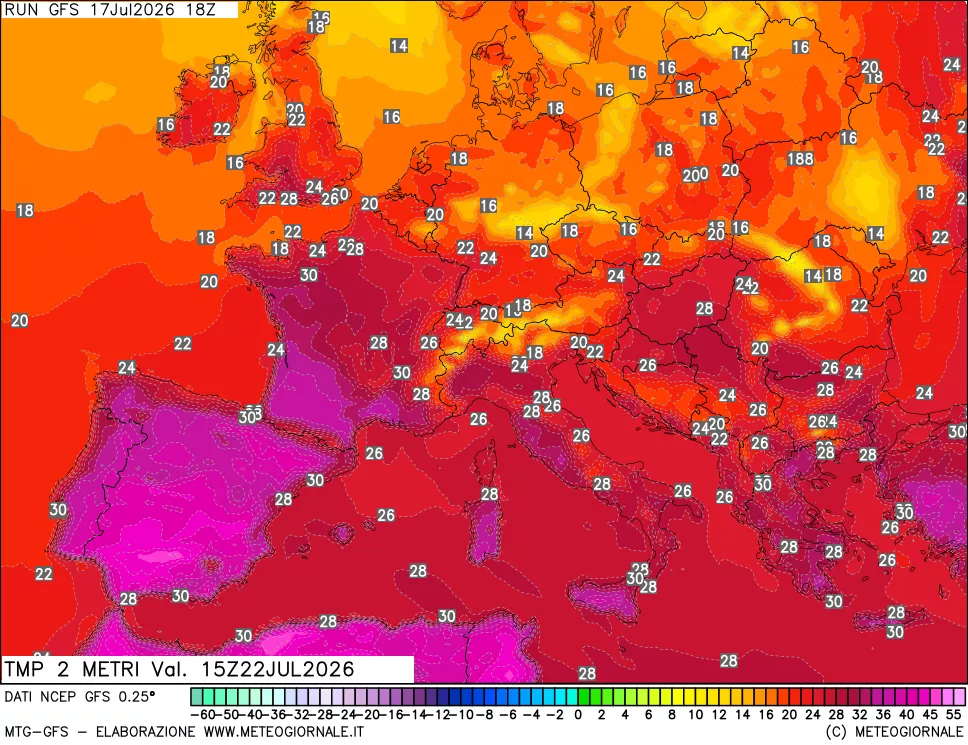 mappa Temp 2 metri