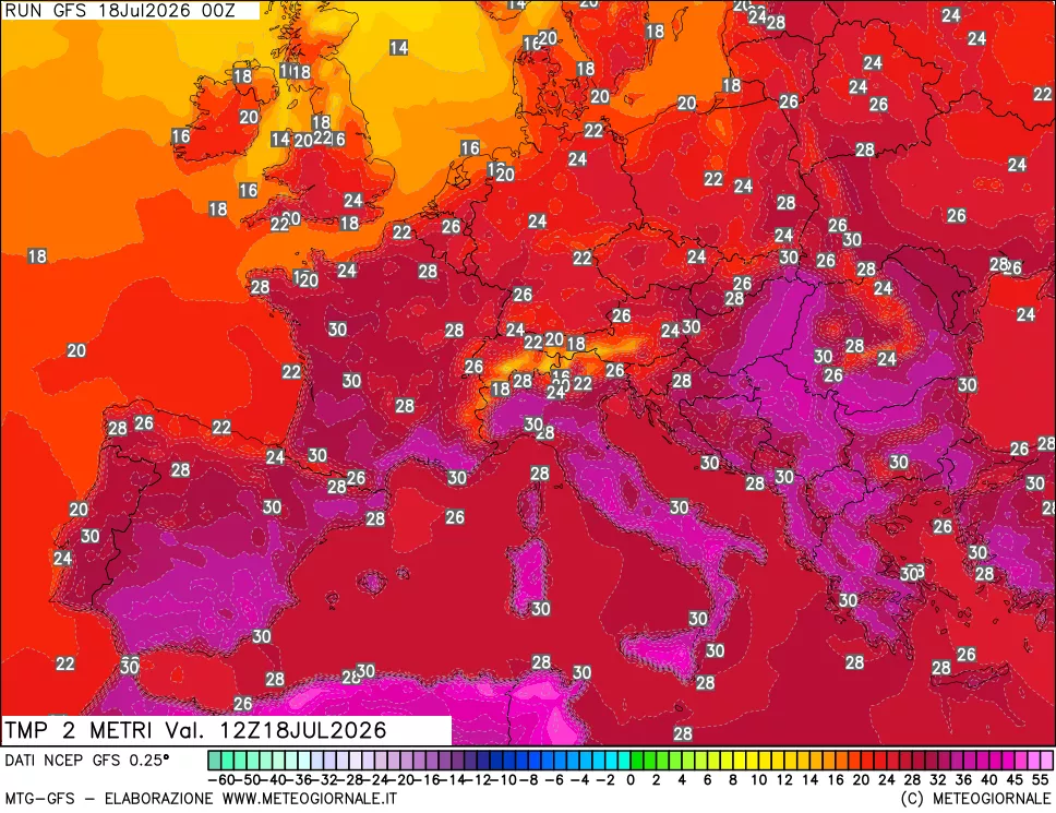 mappa Temp 2 metri