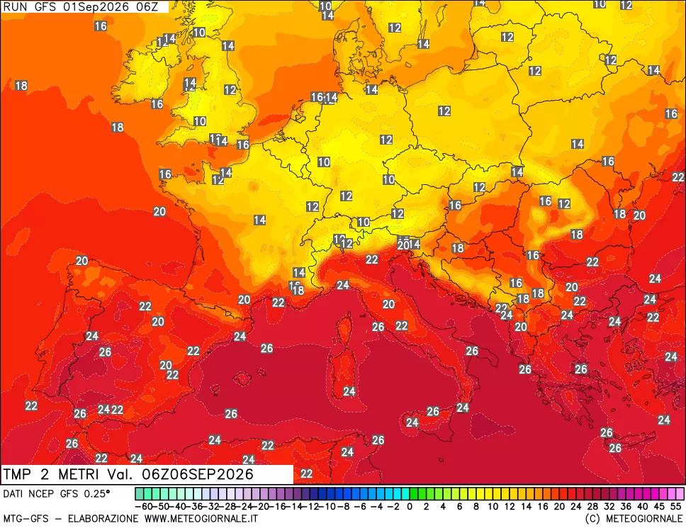 mappa Temp 2 metri