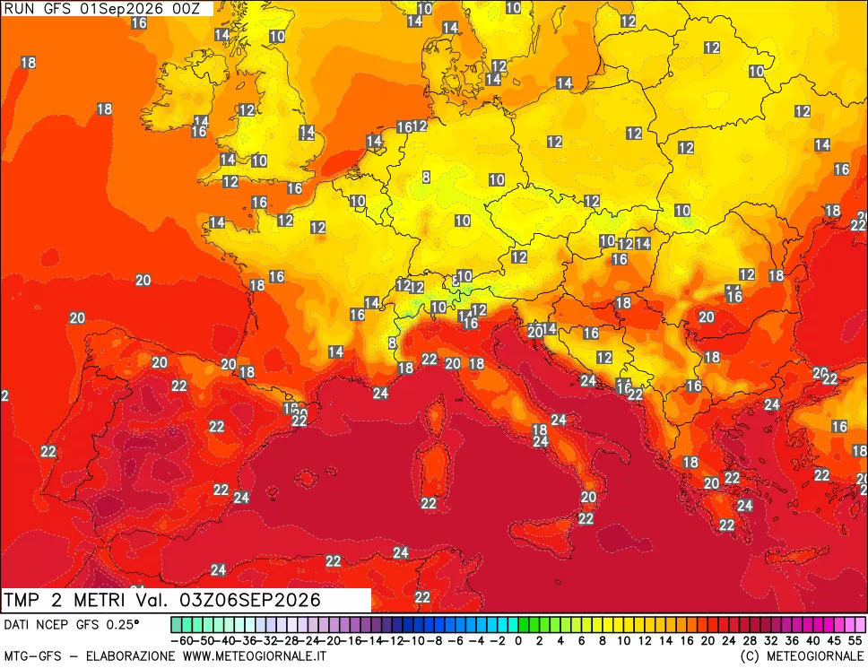 mappa Temp 2 metri