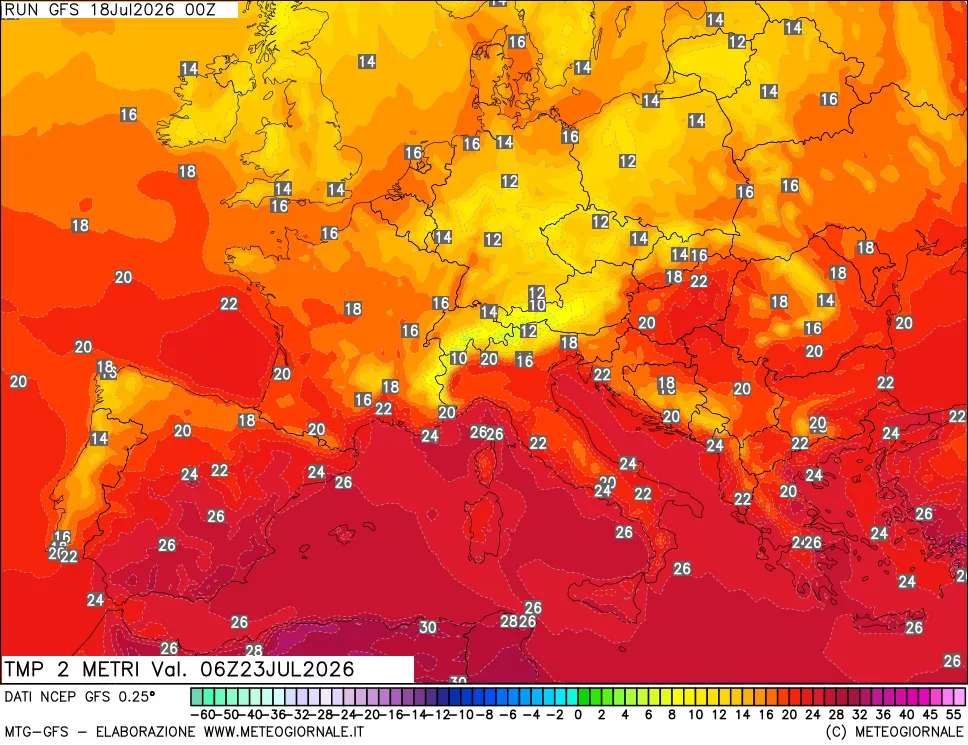mappa Temp 2 metri