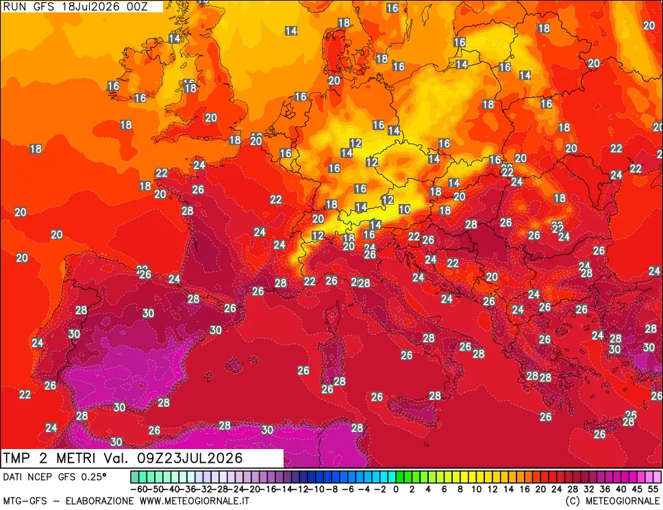 mappa Temp 2 metri