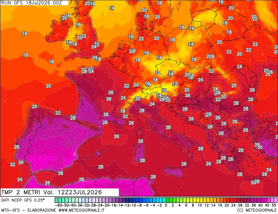 mappa Temp 2 metri