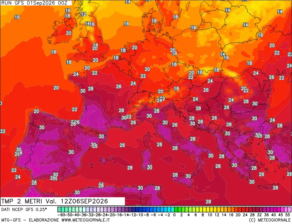 mappa Temp 2 metri