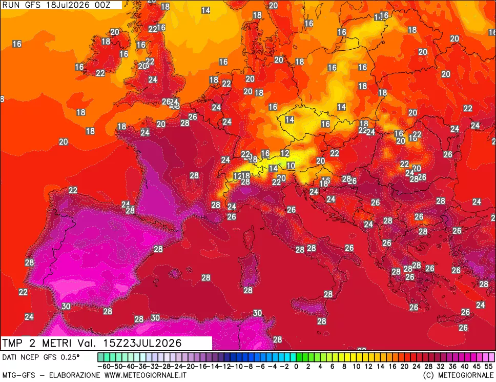 mappa Temp 2 metri