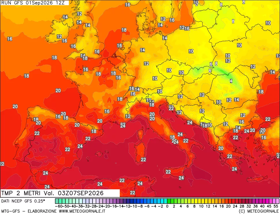 mappa Temp 2 metri