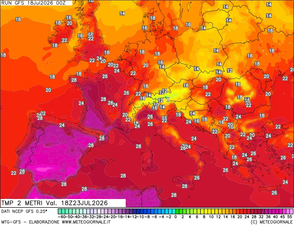 mappa Temp 2 metri