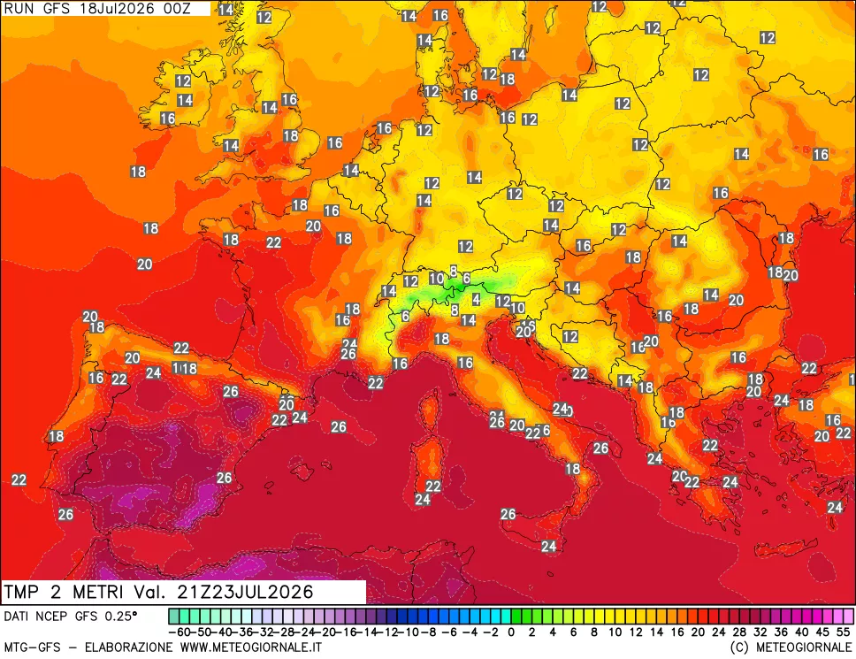 mappa Temp 2 metri