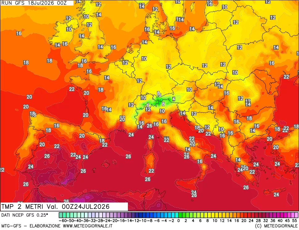 mappa Temp 2 metri