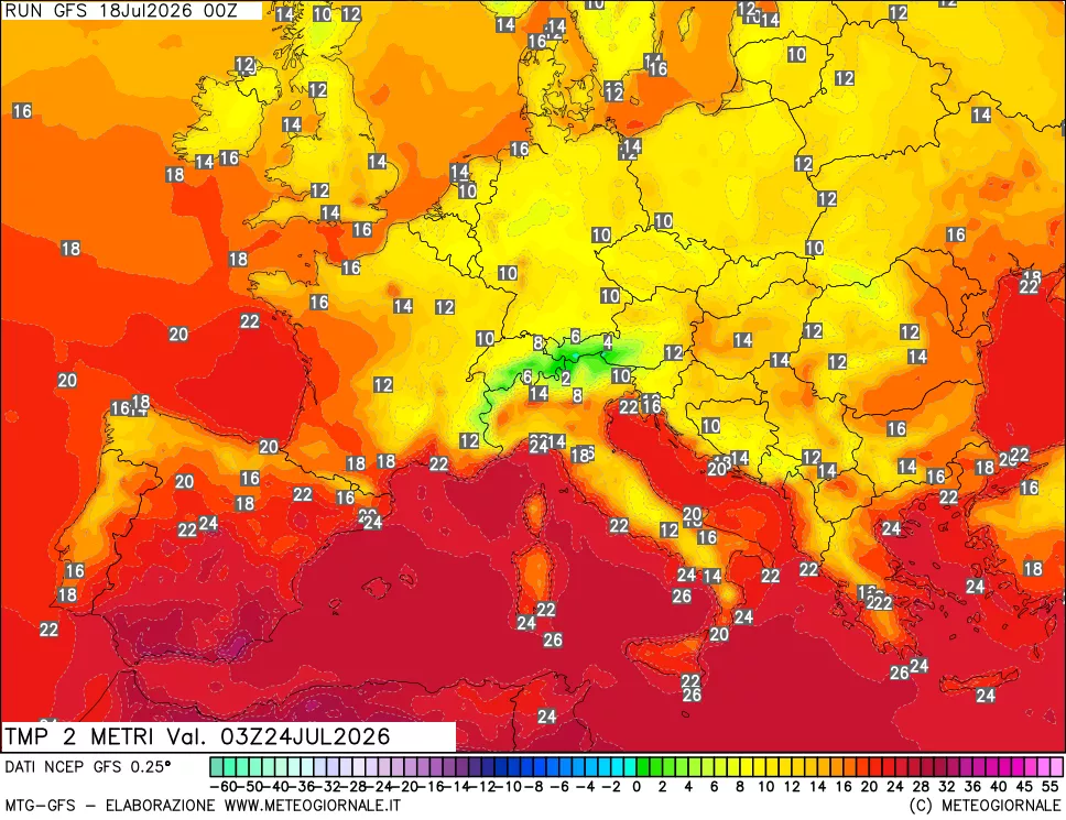mappa Temp 2 metri
