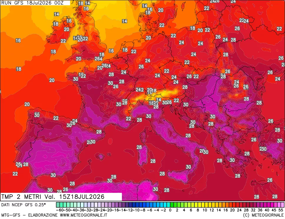mappa Temp 2 metri