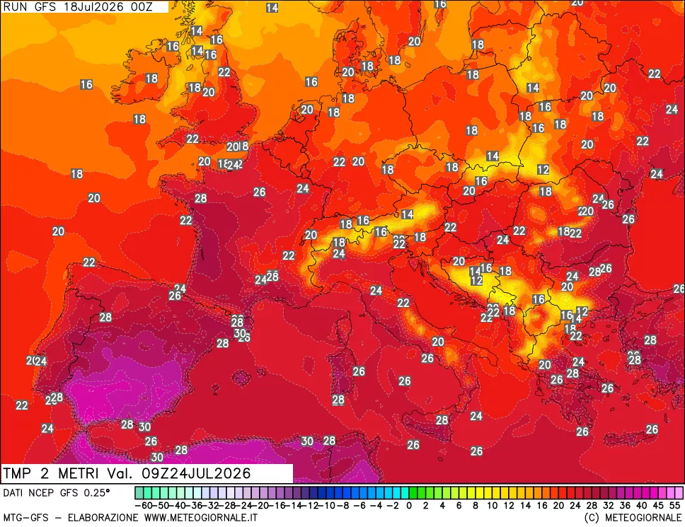 mappa Temp 2 metri