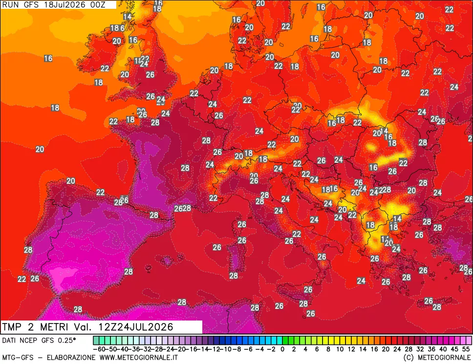 mappa Temp 2 metri