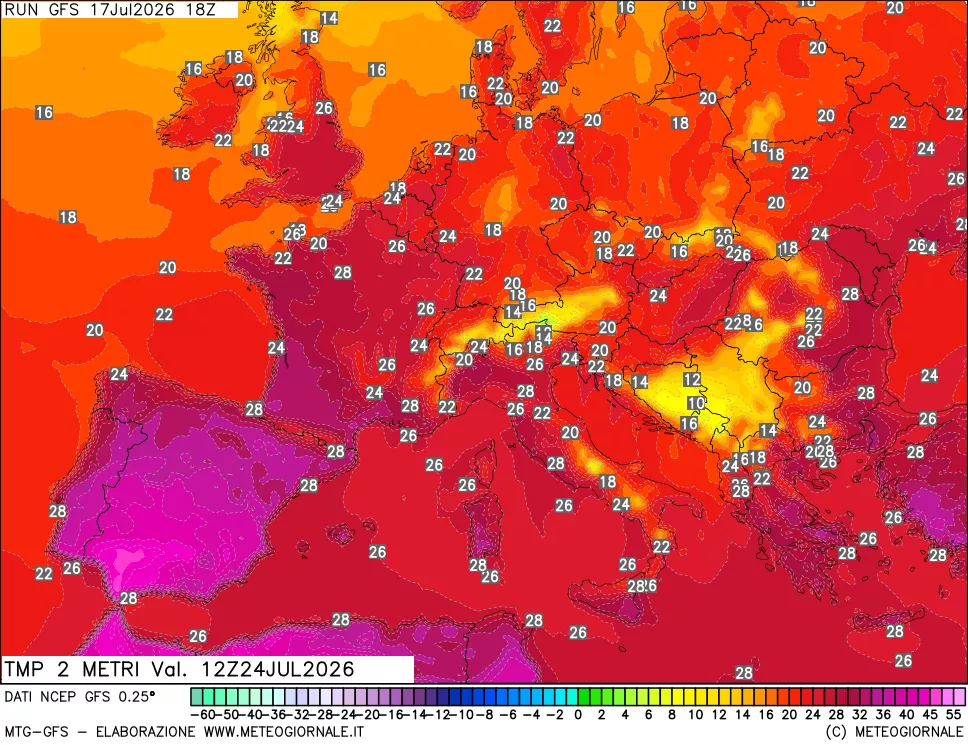 mappa Temp 2 metri